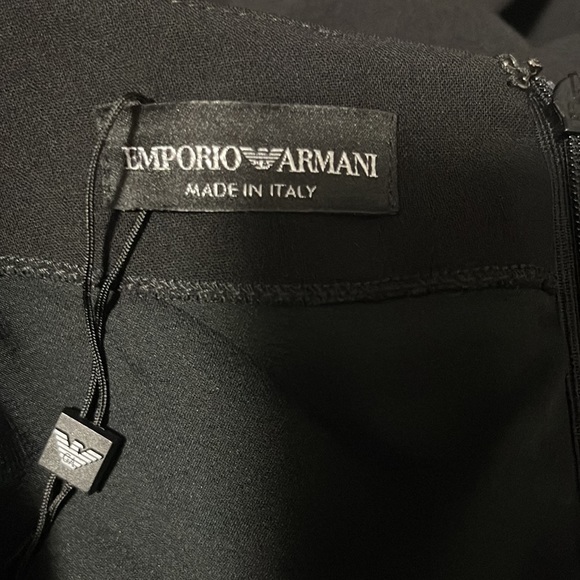 EMPORIO ARMANI Italy Wool Black V-Neck Romper Jumpsuit Dress Padded Shoulders 40 - Picture 7 of 15